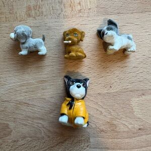 Vintage Puppy In My Pocket Set Of 4 Flocked Dogs Toy Collectible Figures